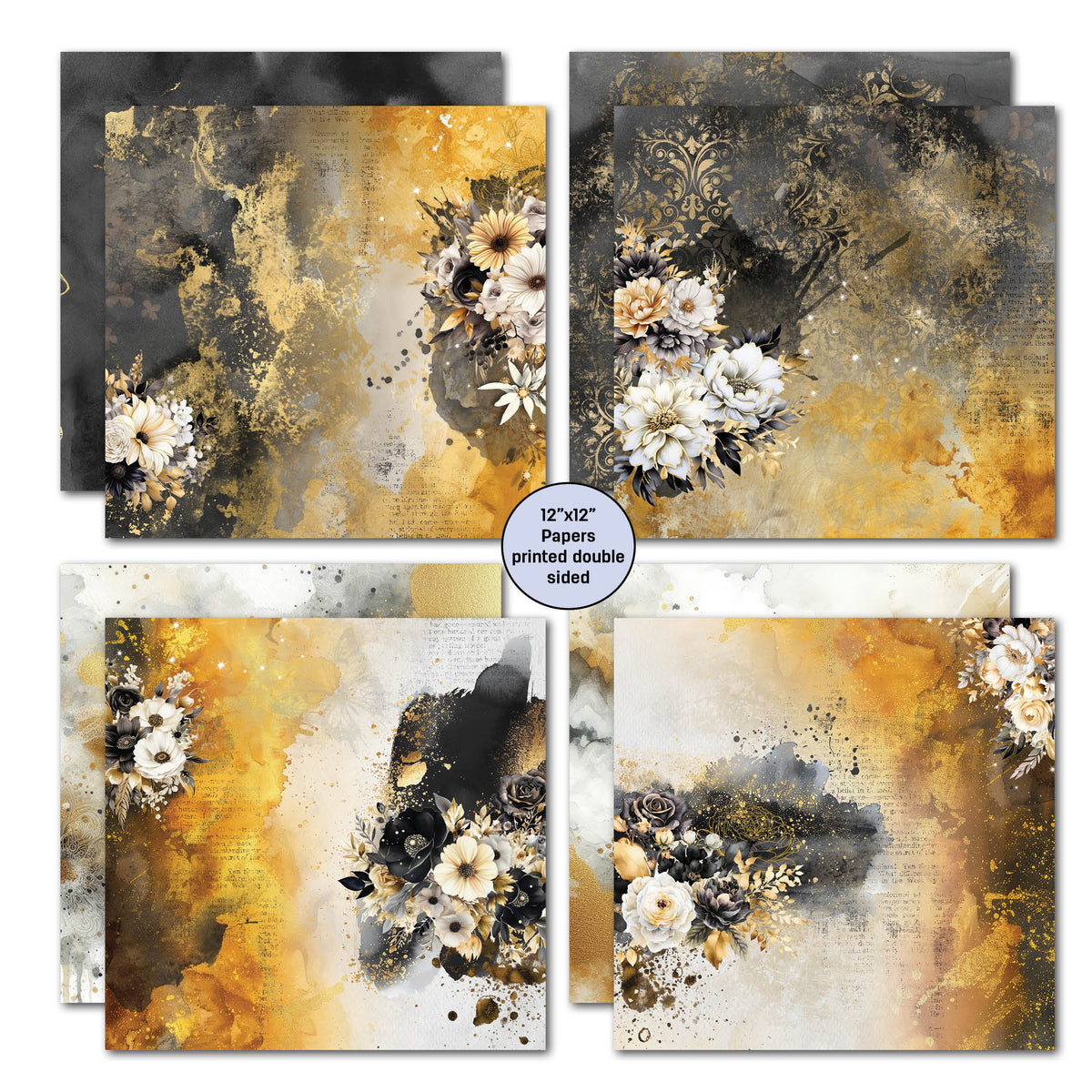 3Quarter Designs Golden Ebony Lot de papiers design et de découpes 30x30 cm