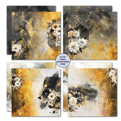 3Quarter Designs Golden Ebony Lot de papiers design et de découpes 30x30 cm
