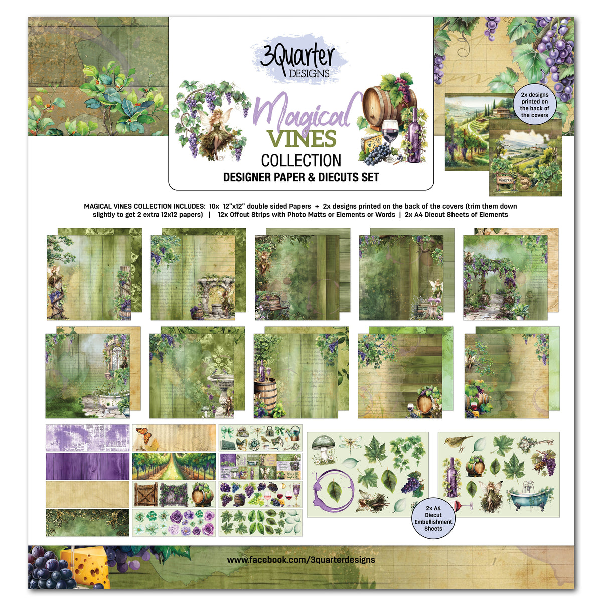 3Quarter Designs Magical Vines Set Papiers imprimés et découpes 30,5x30,5 cm