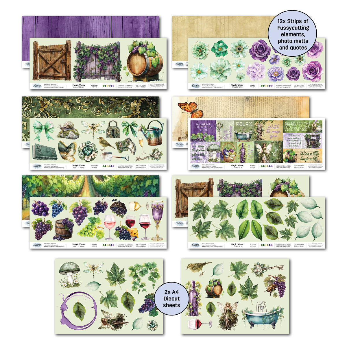 3Quarter Designs Magical Vines Set Papiers imprimés et découpes 30,5x30,5 cm