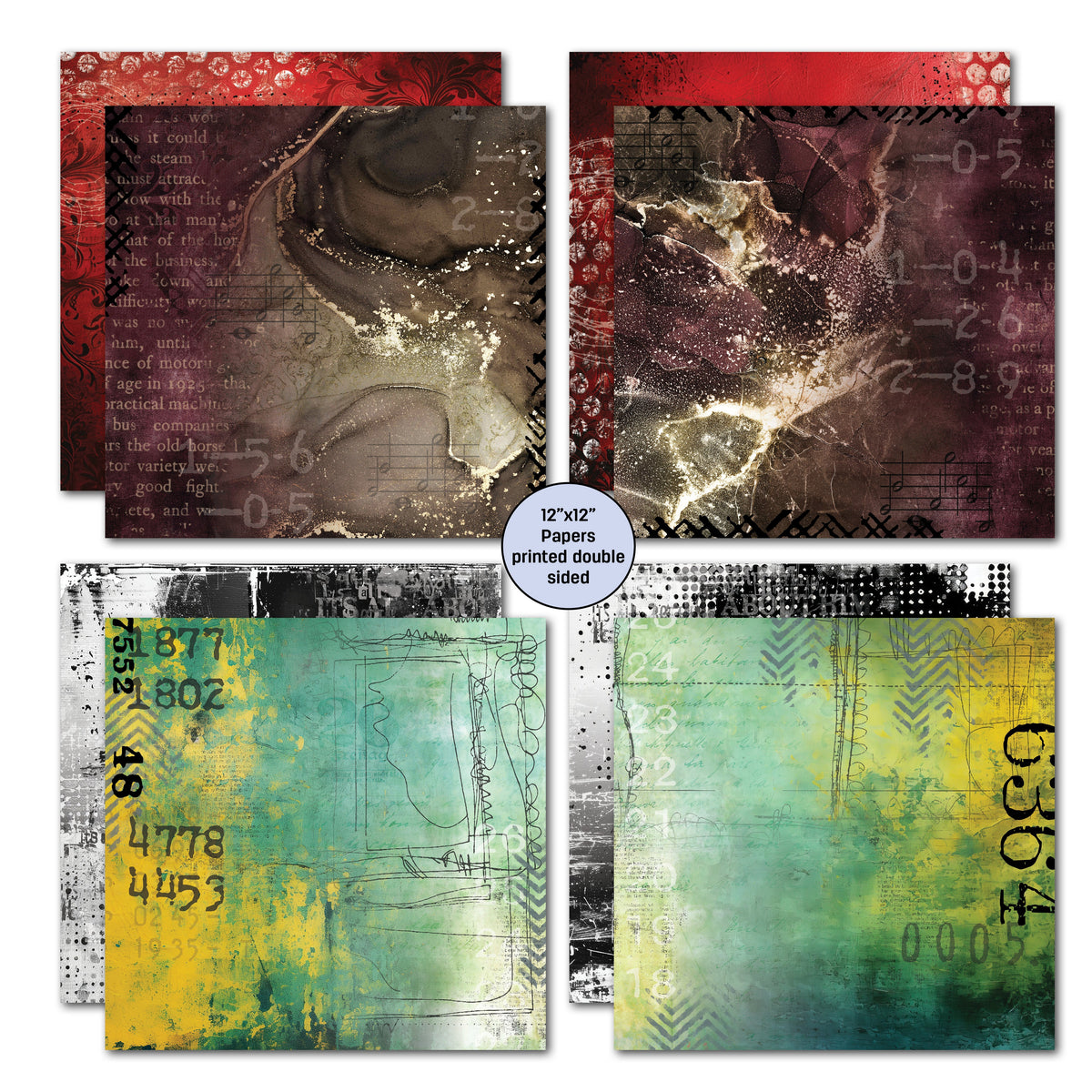 3Quarter Designs Oh Texture 12x12 Design Paper & Diecuts Set
