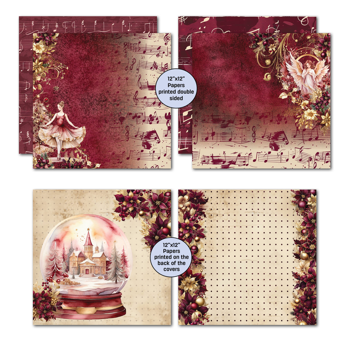 3Quarter Designs Sugarplum Wreath 12x12 Design Paper & Diecuts Set
