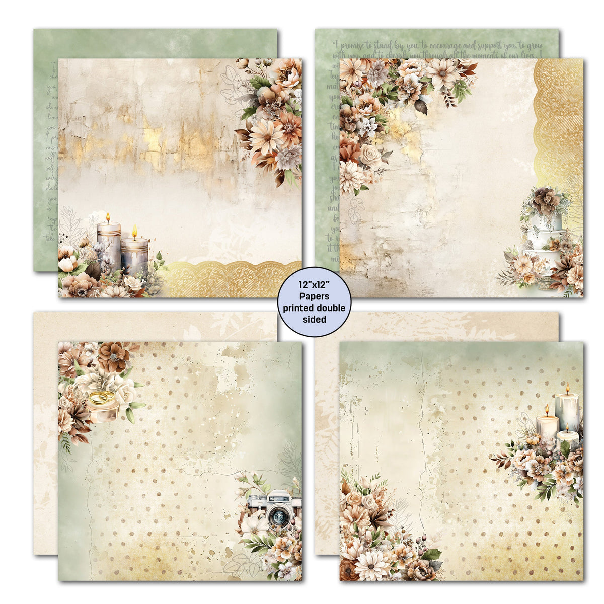 3Quarter Designs Wedded Bliss 12x12 Design Paper & Diecuts Set