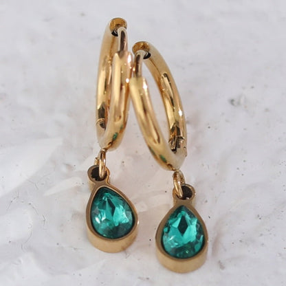 WINNIE Boucles d'oreilles cristal émeraude serti