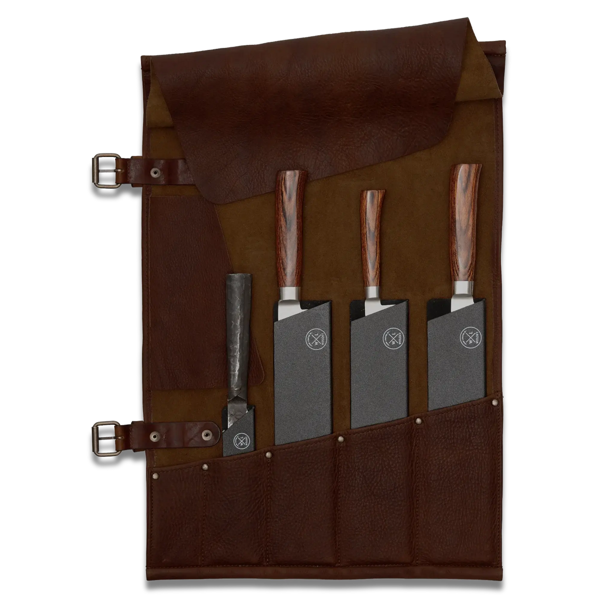 WITLOFT - Rangement de couteaux en cuir fait main (5 compartiments)