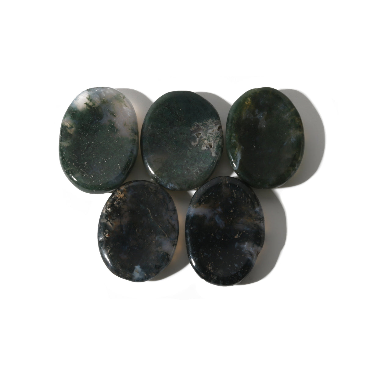 Green Moss Agate Worry Stone - Pack of 5