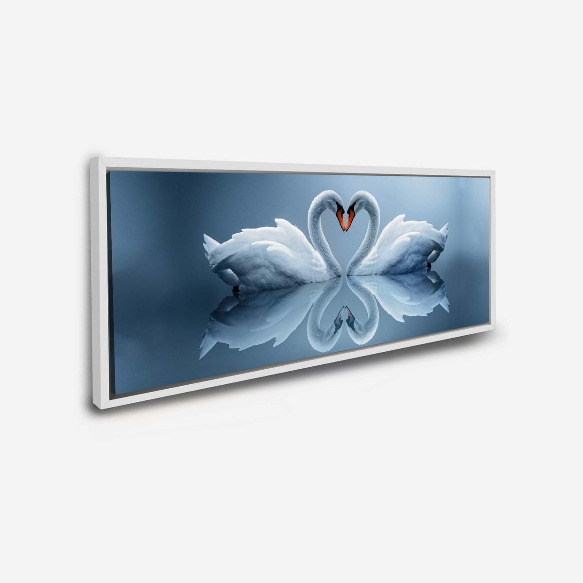 Wildlife Wall Art-Kissing Swans-Canvas printed