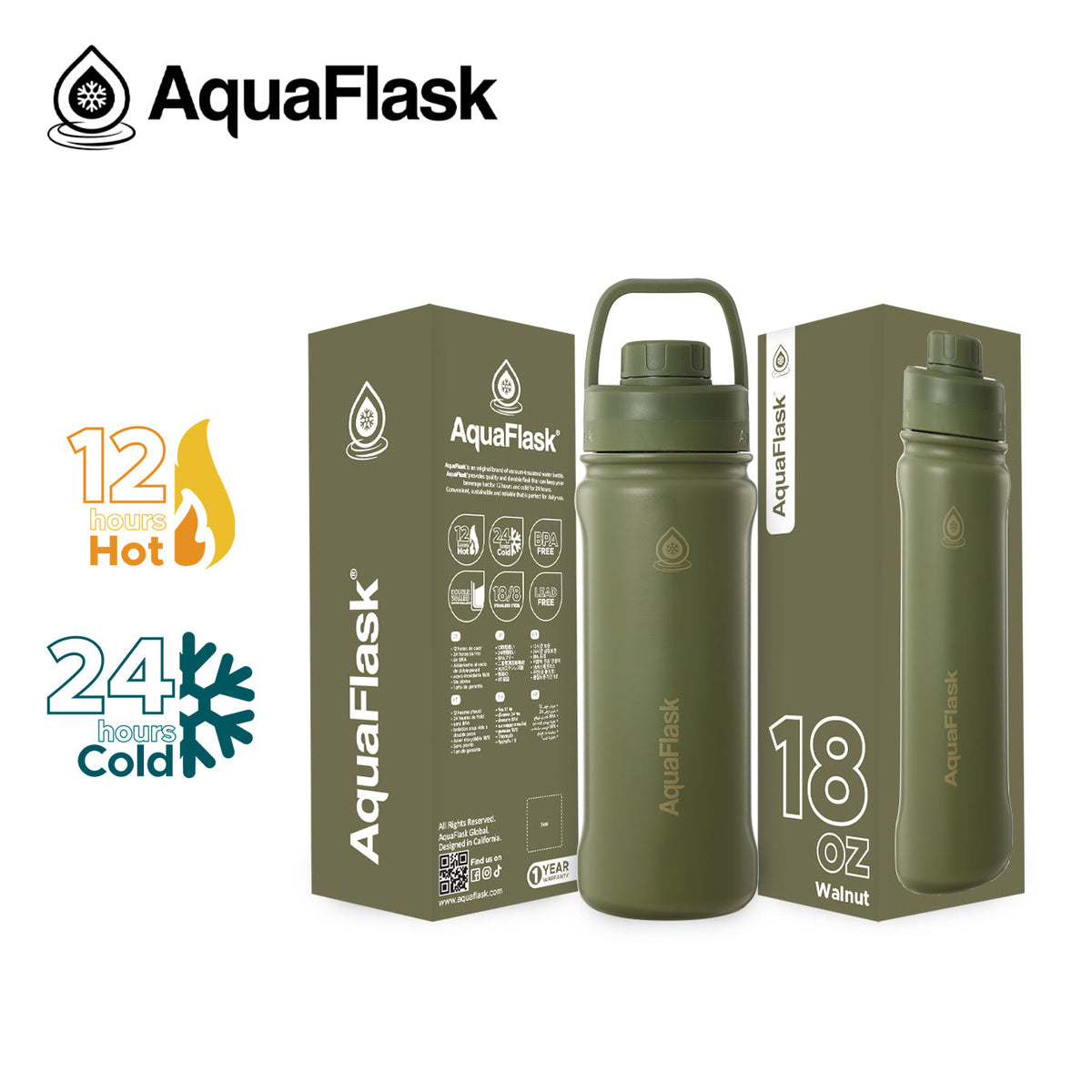 Bouteilles d'eau isothermes sous vide AquaFlask Original 530ml (18oz)
