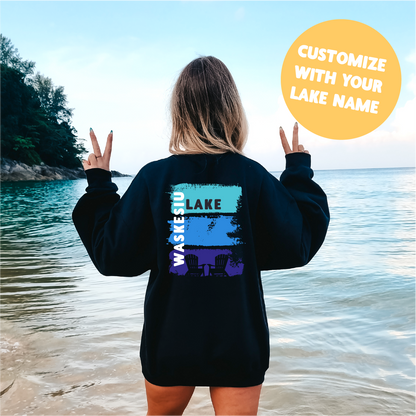 Sweat-shirt personnalisé Silhouette de lac sur mesure | Vêtements d'été