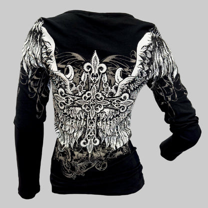 Women's Angel Wings Cross Long Sleeve Top