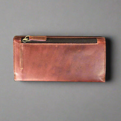 Portefeuille à rabat en cuir de vachette pour femme