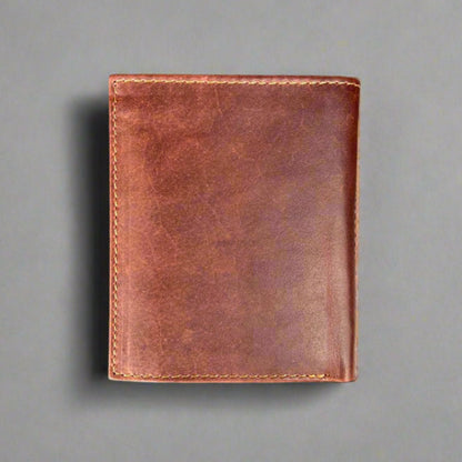 Portefeuille en cuir de vachette bi-volets avec porte-cartes amovible pour homme