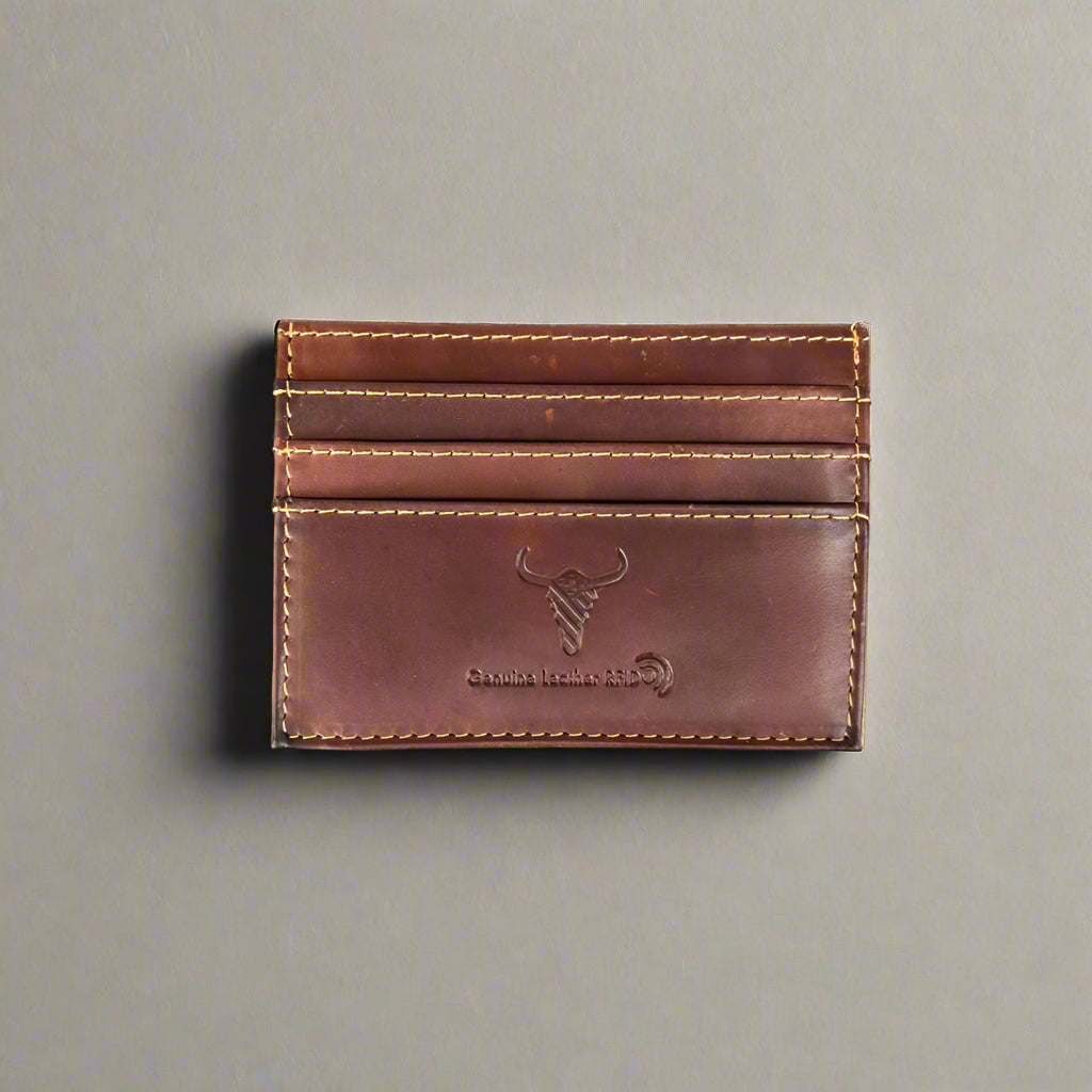 Porte-cartes en cuir de vachette pour hommes avec fenêtre d'identification
