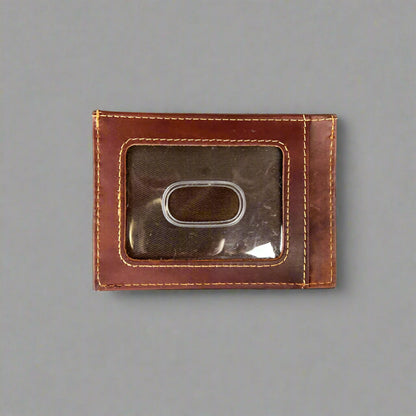 Porte-cartes en cuir de vachette pour hommes avec fenêtre d'identification