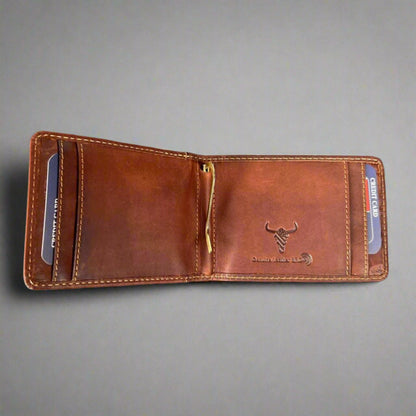 Pince à billets en cuir de vachette pour homme avec protection RFID