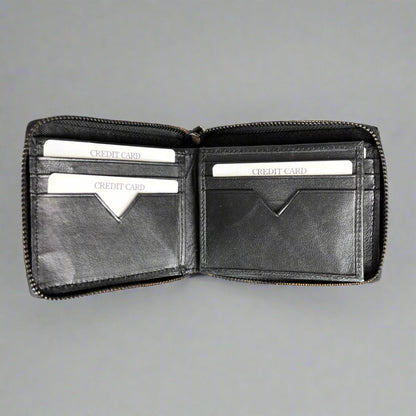Greenwood Men's Leather Wallet. Premium RFID Protection Zip-Around Wallet