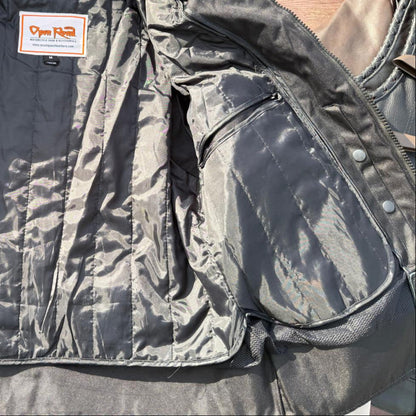 Blouson moto textile pour homme. Protections, bandes réfléchissantes et poches multiples