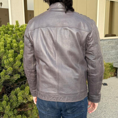 Blouson en cuir d'agneau bicolore pour homme