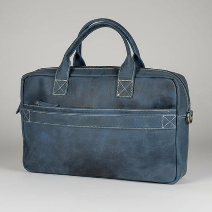 Buffalo Leather Laptop Bag 17". Travel Briefcase with Luggage Sleeve