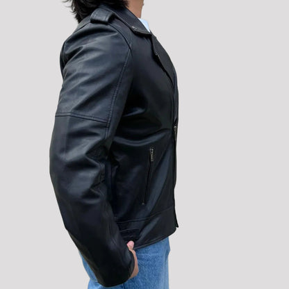 Blouson Biker pour homme en cuir d'agneau souple