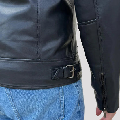Blouson Biker pour homme en cuir d'agneau souple