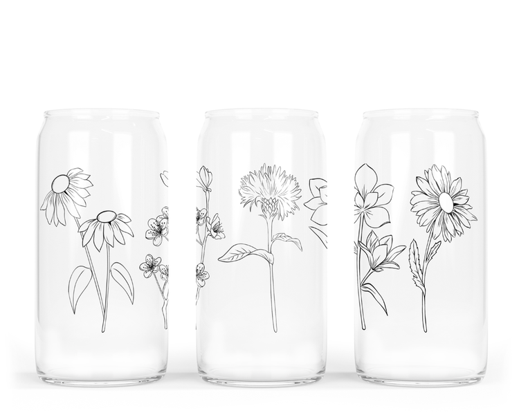 Gobelet en verre Wildflower avec couvercle en bambou