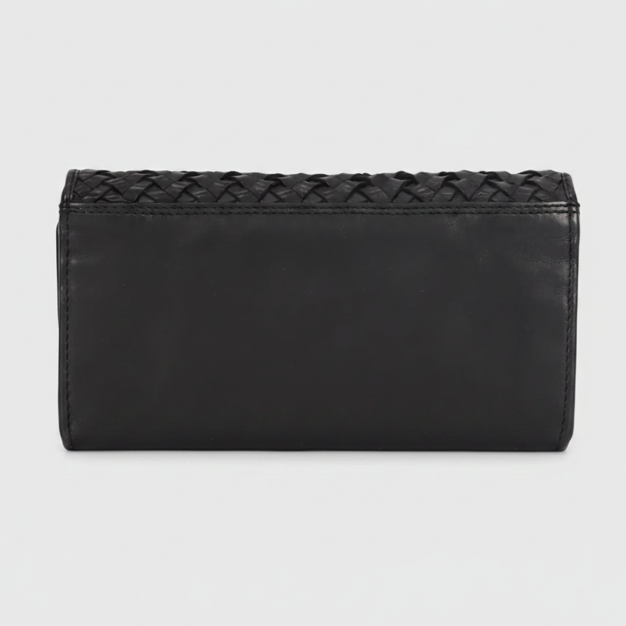 Portefeuille en cuir tressé pour femme MET