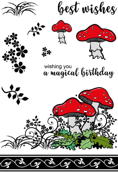 Creative Expressions Designer Boutique Woodland Walk Collection Tiptoe Amongst The Toadstools Set de tampons transparents A6