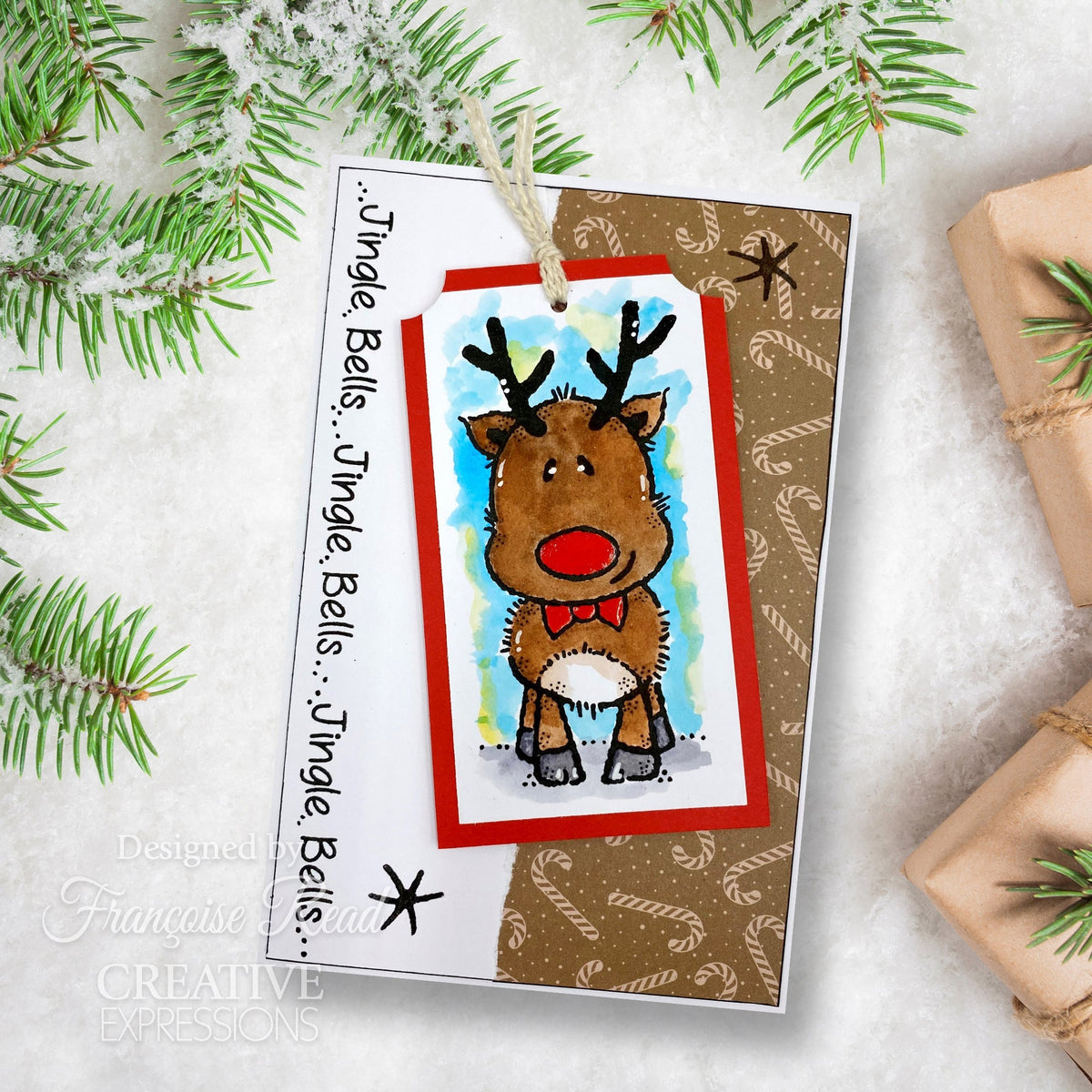 Tampon Woodware Clear Singles Mini Rudolph 3 po x 4 po