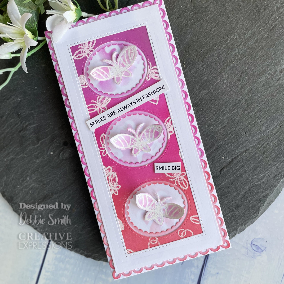Woodware Clear Singles Tampon Cœur Papillon 10 cm x 15 cm