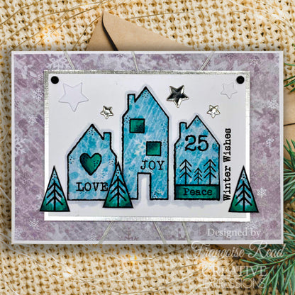 Set de tampons Woodware Clear Singles Nordic Houses 7,6 x 10,2 cm