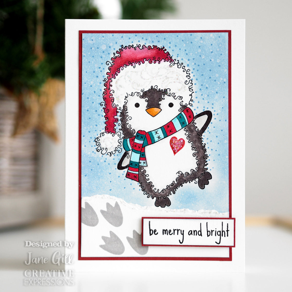 Woodware Clear Singles Festive Fuzzies - Tampon Mini-Pattes de Pingouin 6,6 cm x 4,3 cm