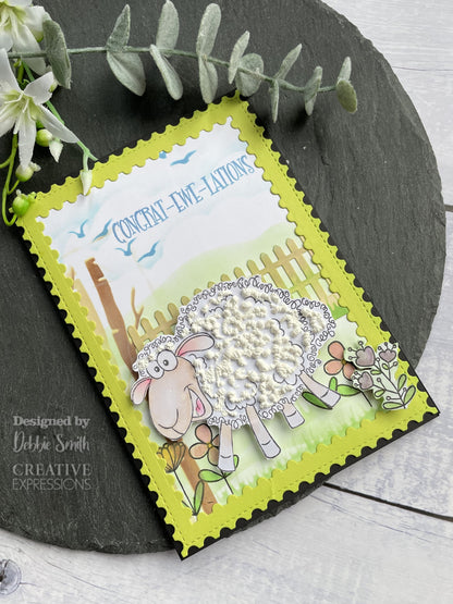Tampon Woodware Clear Singles Fuzzie Friends Sadie le Mouton 4 po x 6 po