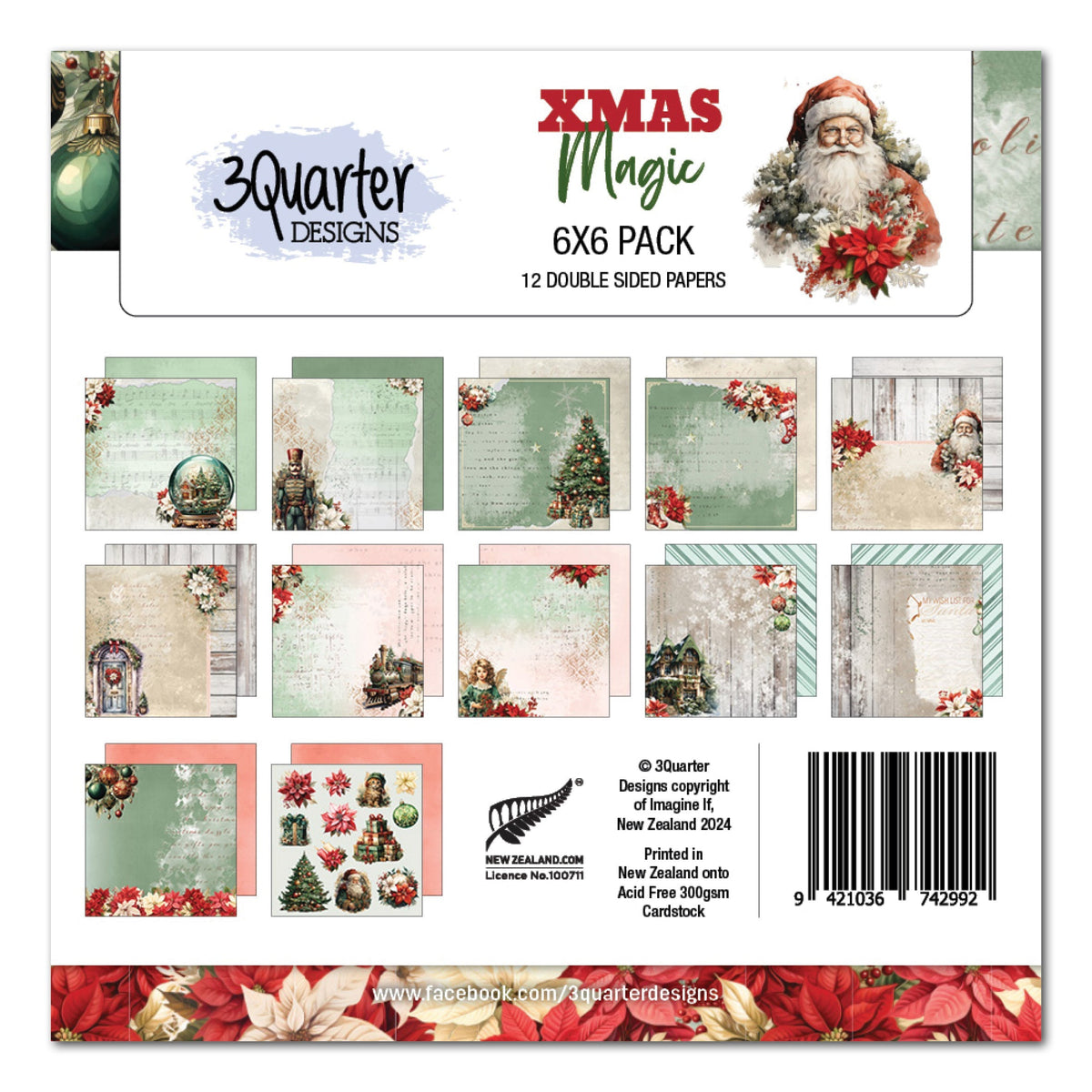 Pack de papiers 15x15 cm "Xmas Magic" 3Quarter Designs
