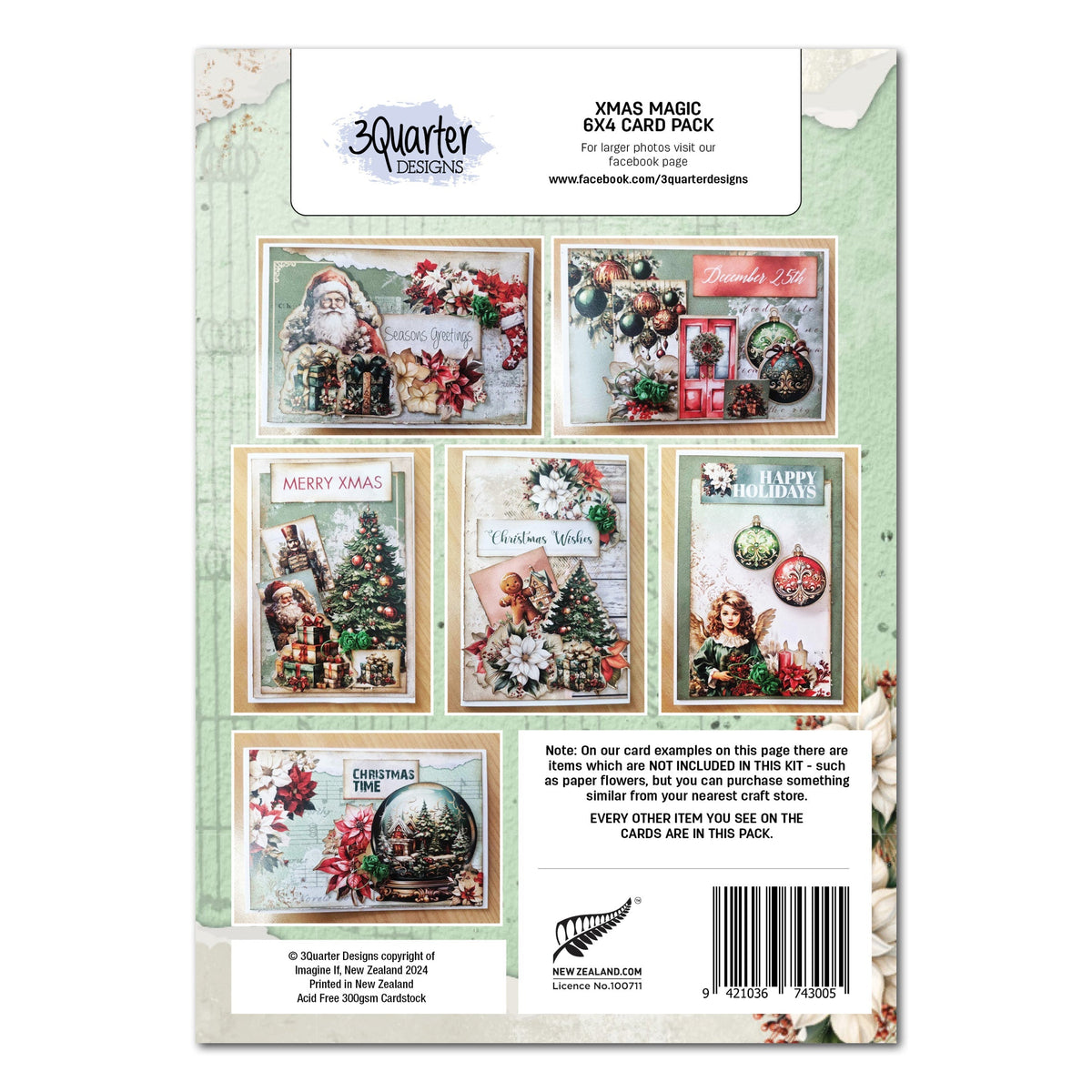 3Quarter Designs Pack de Cartes Magie de Noël 6x4