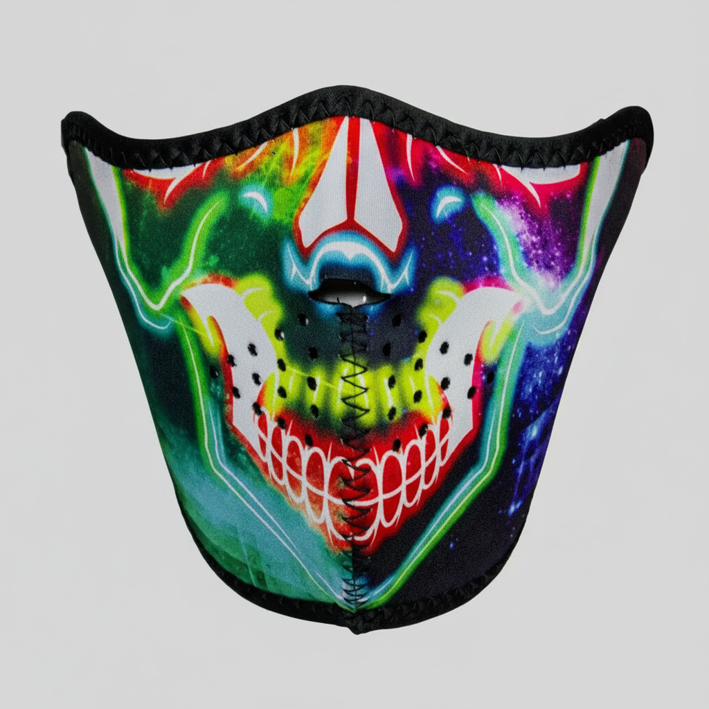 Demi-masque en néoprène ZANheadgear Motif Crâne Multicolore