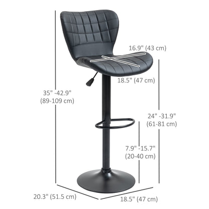 Tabourets de comptoir/bar Avion avec hauteur réglable et pivot (lot de 2, noirs)
