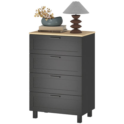 Commode Taylor pour Chambre à Coucher avec Pieds en Bois Massif - Noir