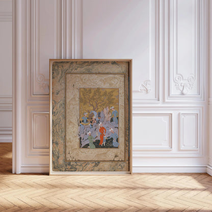 Persian Miniature Art Print: Princely Hawking Party Giclee