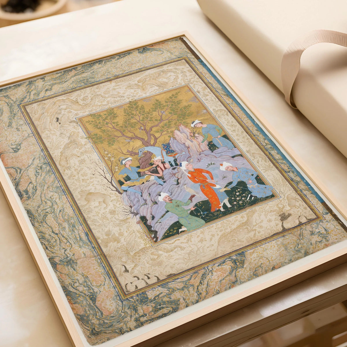 Persian Miniature Art Print: Princely Hawking Party Giclee