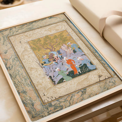 Persian Miniature Art Print: Princely Hawking Party Giclee