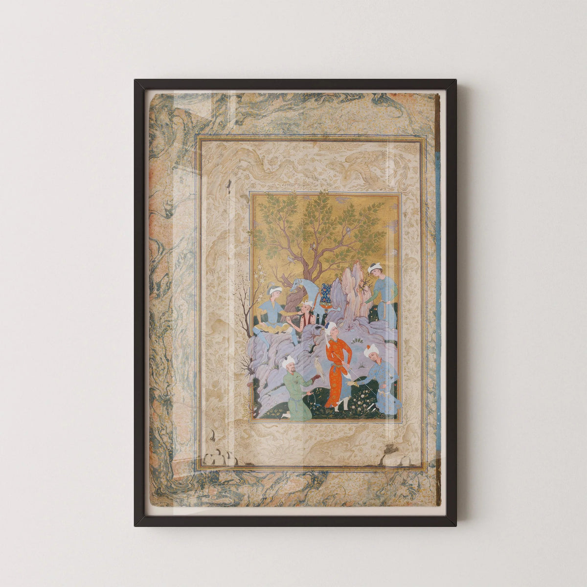 Persian Miniature Art Print: Princely Hawking Party Giclee