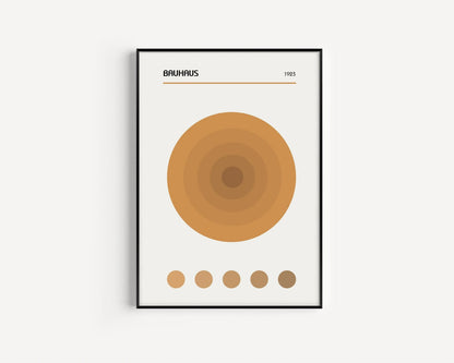 Bauhaus Art Prints: Mid-Century Modern Trio, Brown Geometric Posters