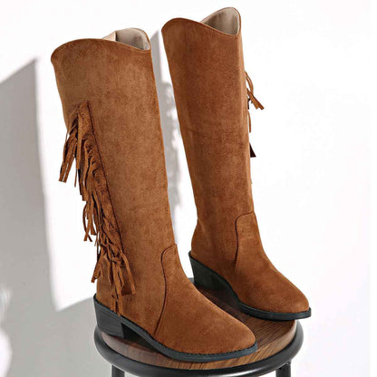 Women's Tassel Thigh High Boots – Suede Pointed Toe Fashion Boots