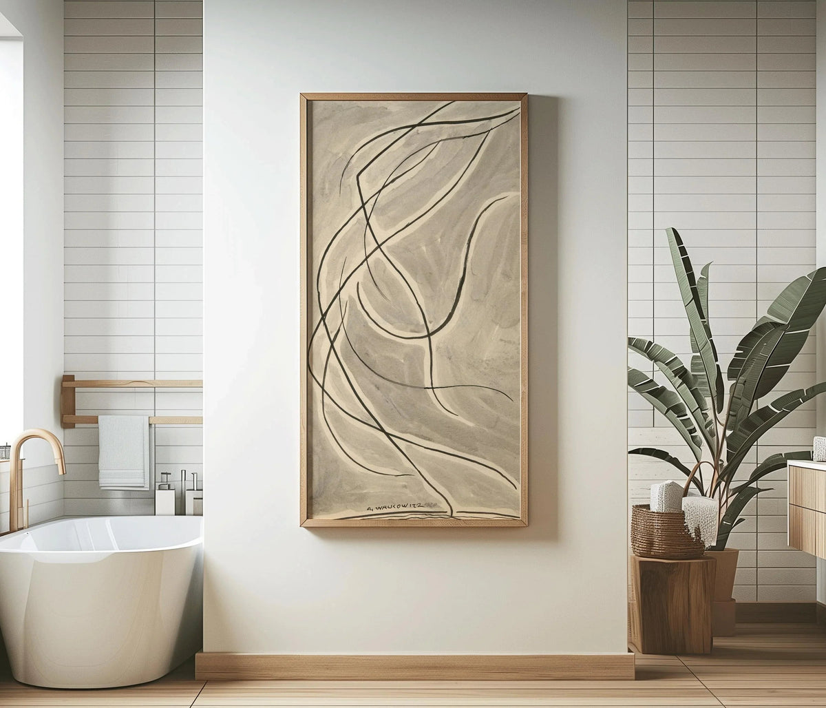 Abraham Walkowitz Dance Abstraction Art Print: Beige Modernist Line Art