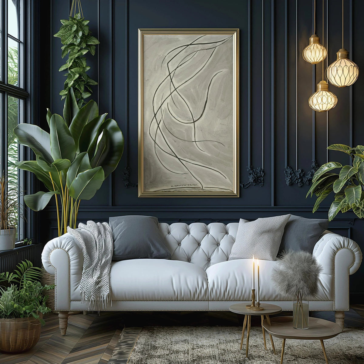 Abraham Walkowitz Dance Abstraction Art Print: Beige Modernist Line Art