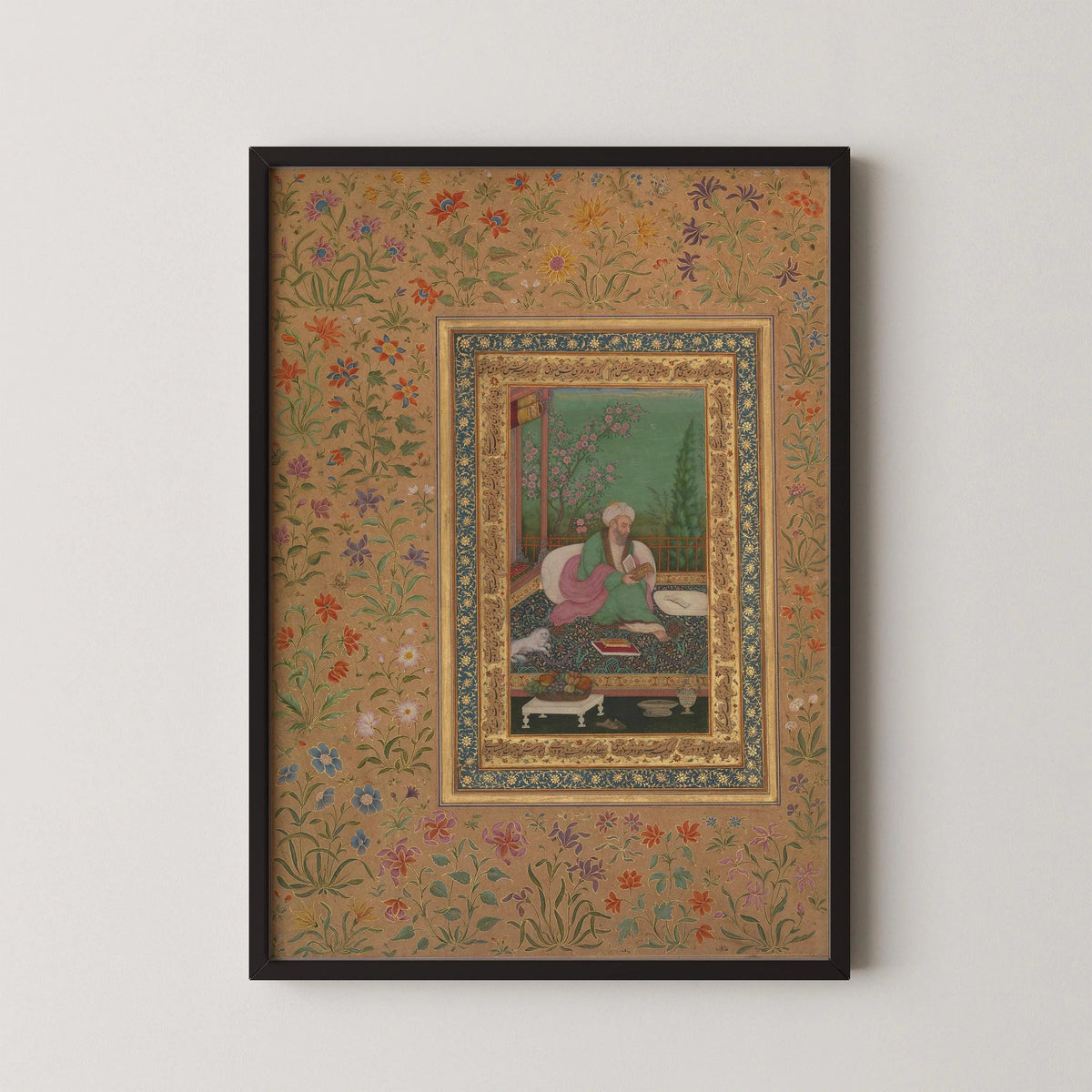 Mughal Art Portrait: Haji Husain Bukhari, 17th Century Giclee Print - Framed Option