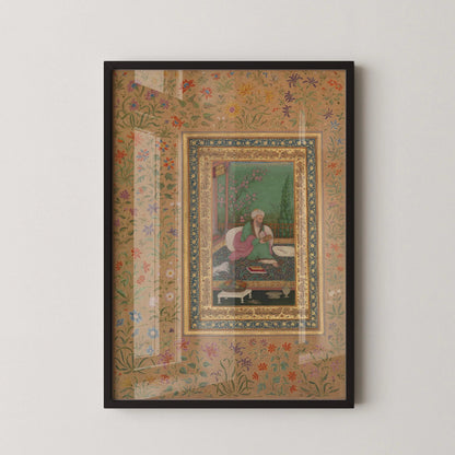 Mughal Art Portrait: Haji Husain Bukhari, 17th Century Giclee Print - Framed Option