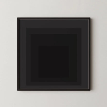 Josef Albers Inspired 'Angel' Giclee Print: Mid-Century Modern Art, Black Homage to the Square
