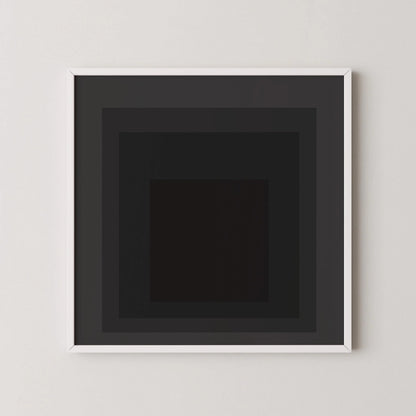 Josef Albers Inspired 'Angel' Giclee Print: Mid-Century Modern Art, Black Homage to the Square